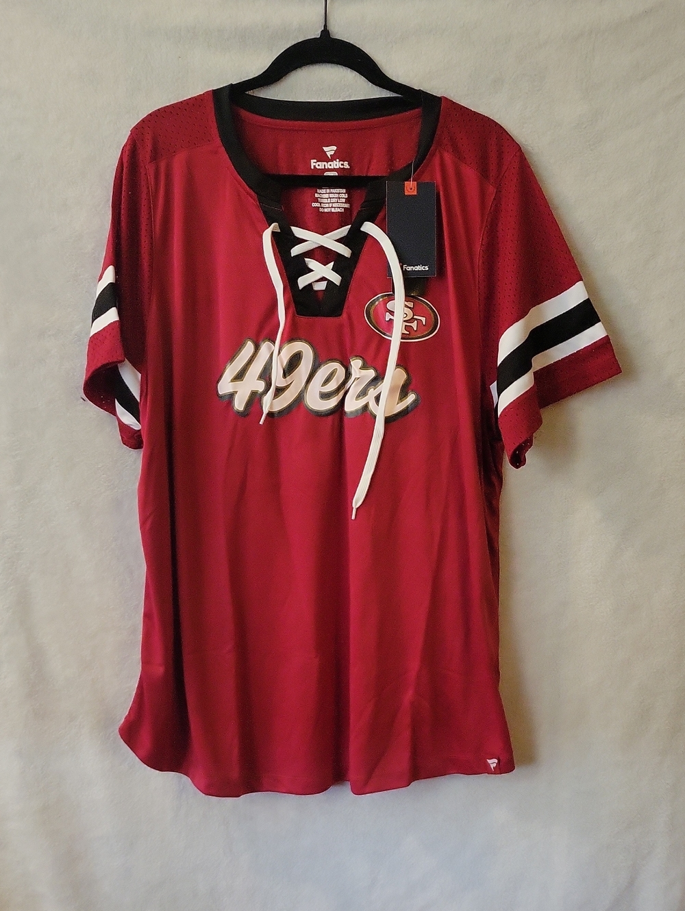 Fanatics Red San Francisco 49ers Lace-Up Jersey Tee